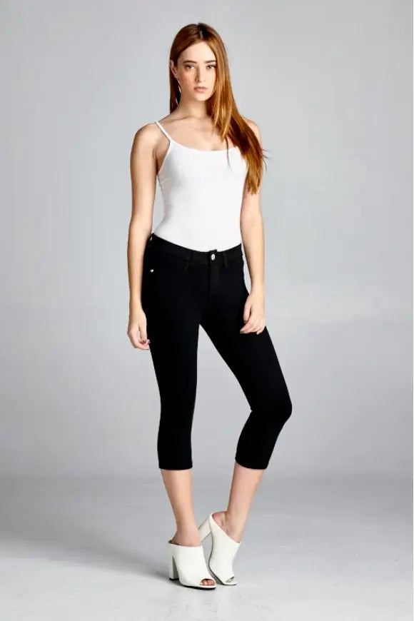 Black Brazillian Moleton Jean Capris - Melissa Jean Boutique