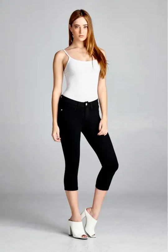 Black Brazillian Moleton Jean Capris - Melissa Jean Boutique