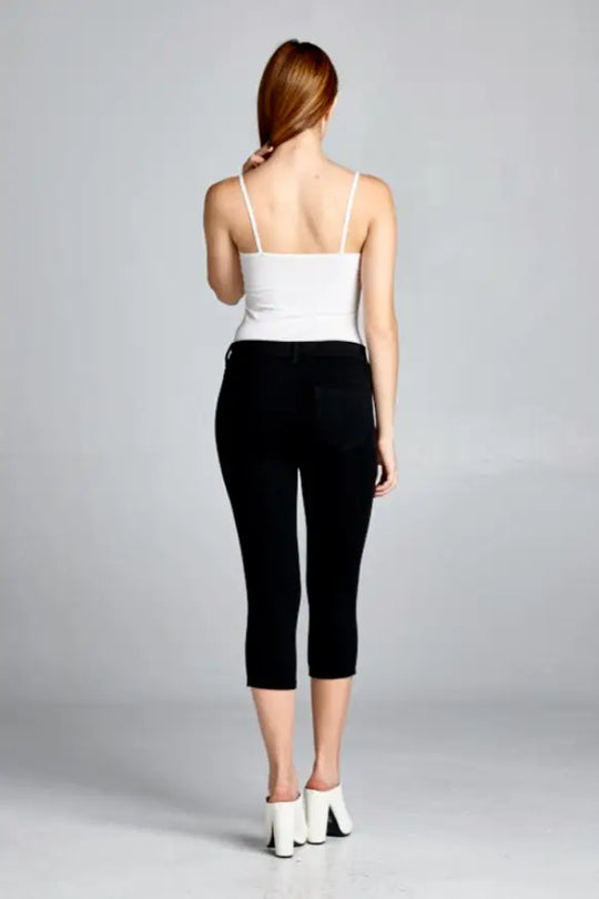 Black Brazillian Moleton Jean Capris - Melissa Jean Boutique