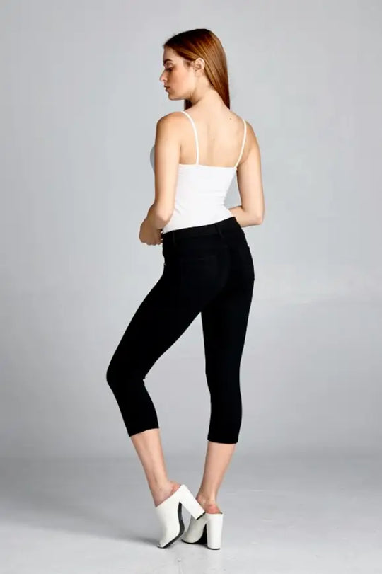 Black Brazillian Moleton Jean Capris - Melissa Jean Boutique