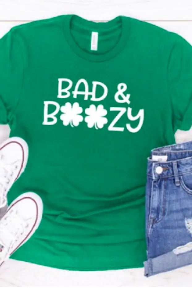 Bad and Boozy Crew Neck Soft Tee - Melissa Jean Boutique
