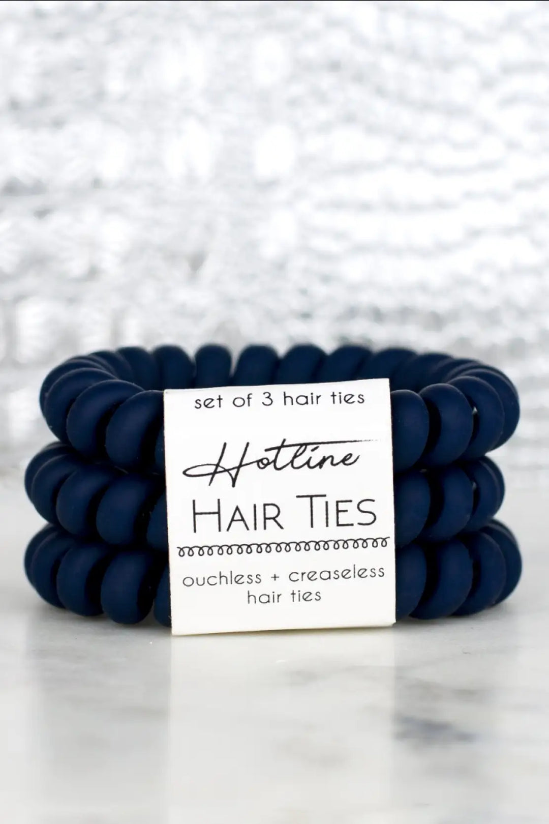 Hotline Hair Ties Navy Matte Set of 3 - Melissa Jean Boutique