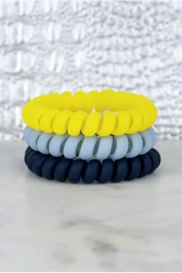 Hotline Hair Ties Blue Yellow Matte Set of 3 - Melissa Jean Boutique