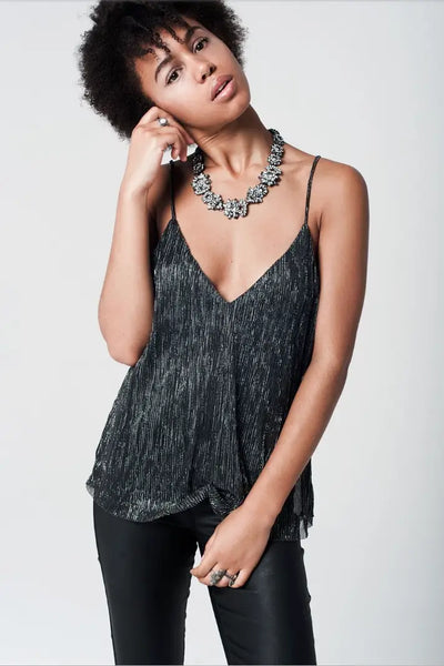 Silver Lurex Cami Top - Melissa Jean Boutique