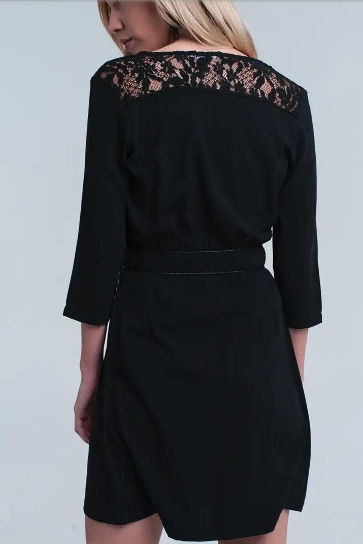 Black Wrap Dress V-Neck - Melissa Jean Boutique