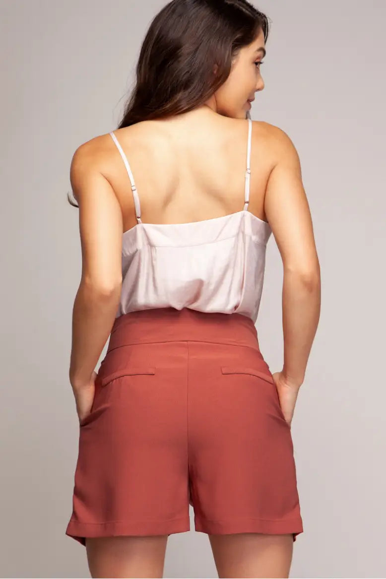 Marsala Front Tie Shorts - Melissa Jean Boutique
