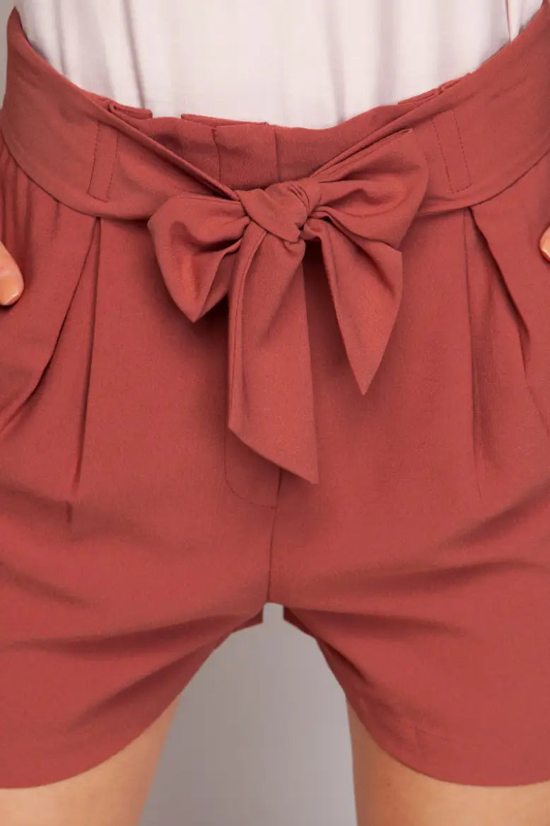 Marsala Front Tie Shorts - Melissa Jean Boutique