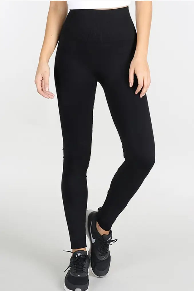 Niki High Waist Band Black Leggings - Melissa Jean Boutique