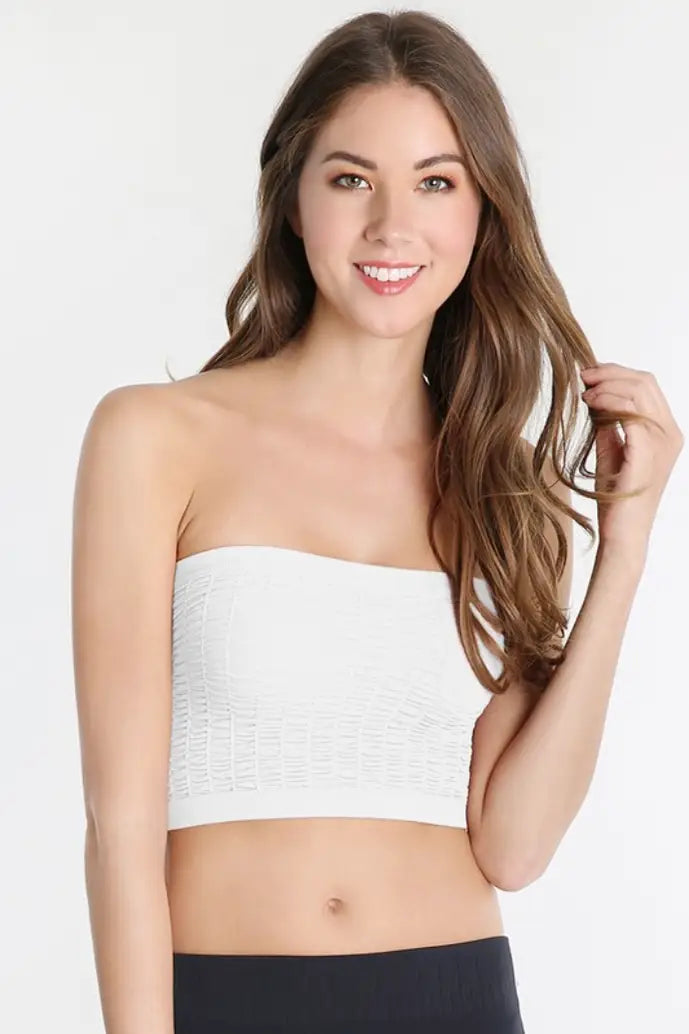 Niki Shirred White Bandeau - Melissa Jean Boutique