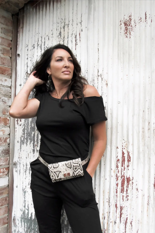 Snakeskin Belt Bag Purse - Melissa Jean Boutique