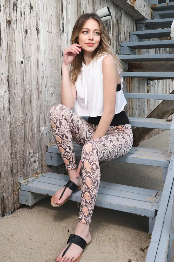 Snakeskin Print Leggings - Melissa Jean Boutique