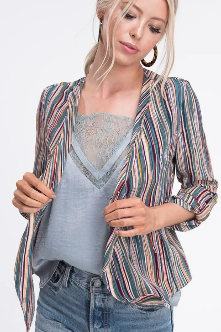 Chasing Waterfalls Striped Jacket - Melissa Jean Boutique