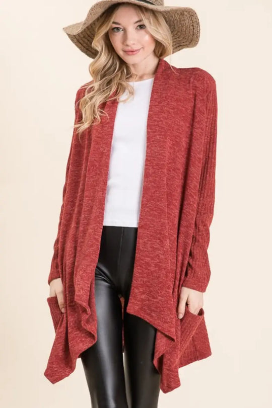 Kicking it Back Rust Cardigan - Melissa Jean Boutique