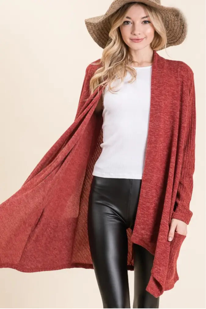 Kicking it Back Rust Cardigan - Melissa Jean Boutique