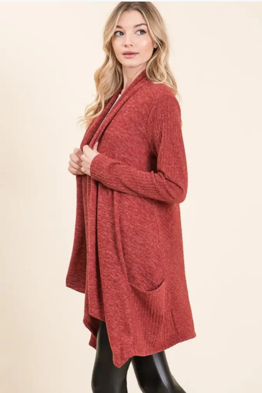 Kicking it Back Rust Cardigan - Melissa Jean Boutique
