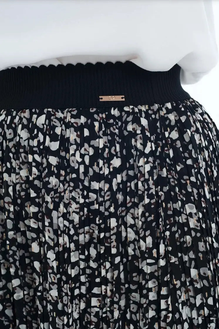 Paige Midi Black Print Skirt - Melissa Jean Boutique