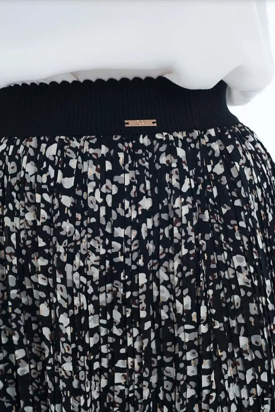 Paige Midi Black Print Skirt - Melissa Jean Boutique