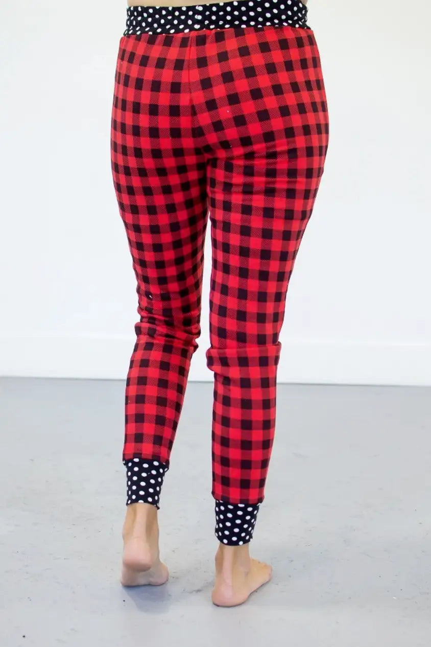 Red Buffalo Plaid Check Joggers - Melissa Jean Boutique