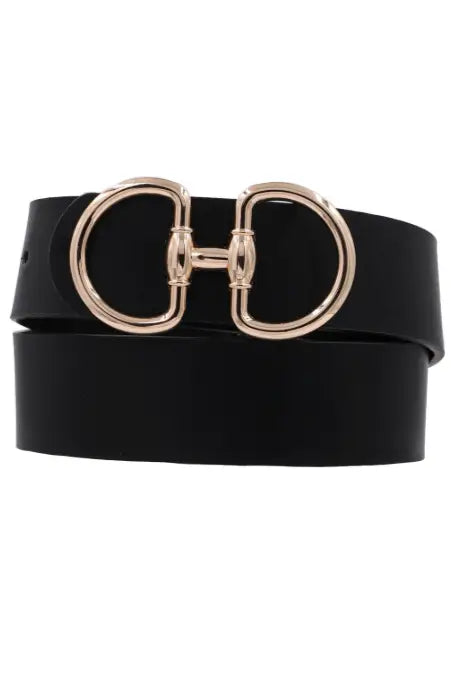 Gold Metal D Ring Black Belt - Black - Bags & Belts