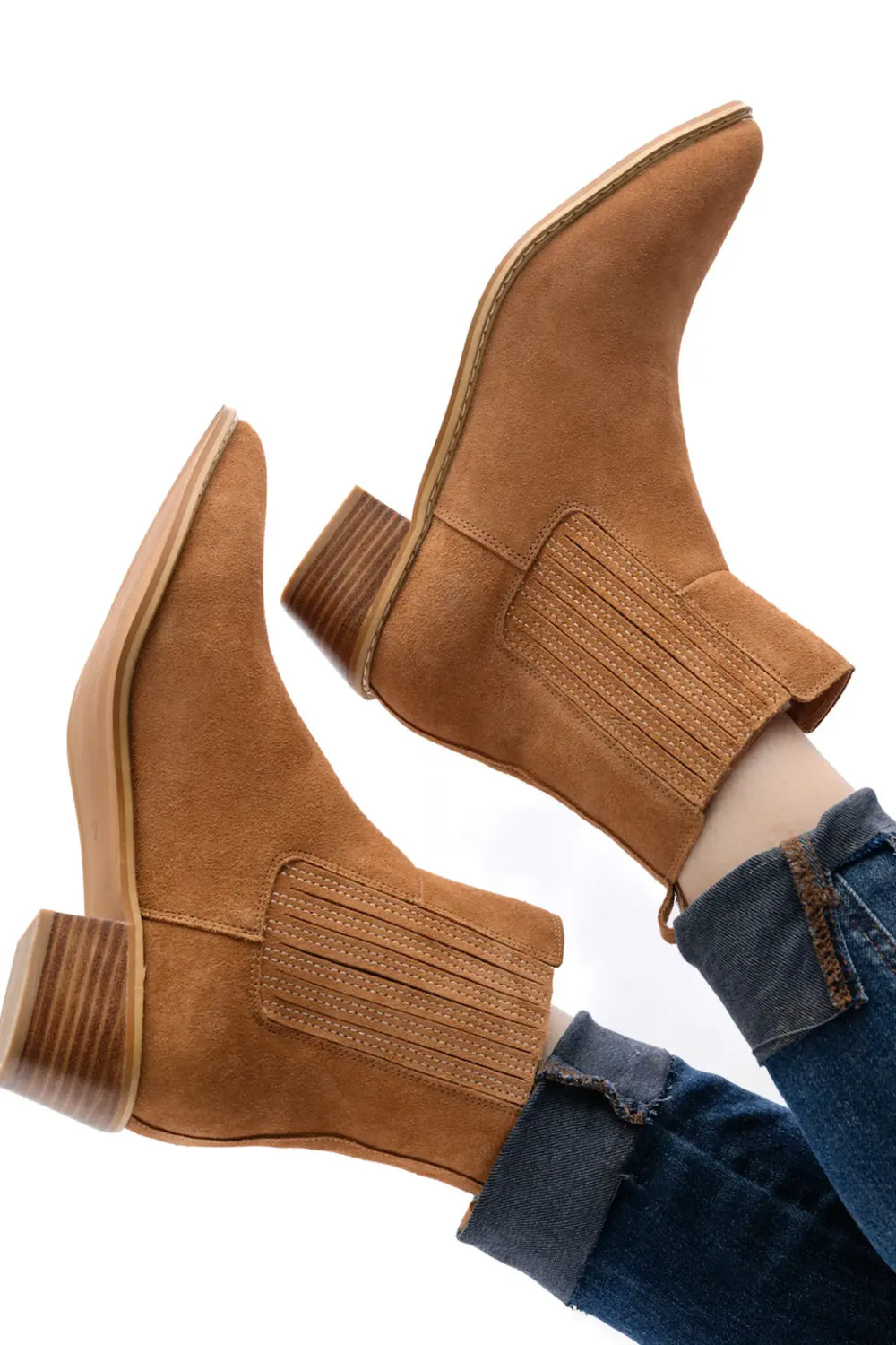 Leonor Suede Ankle Boot in Tan - 100 Western Boots