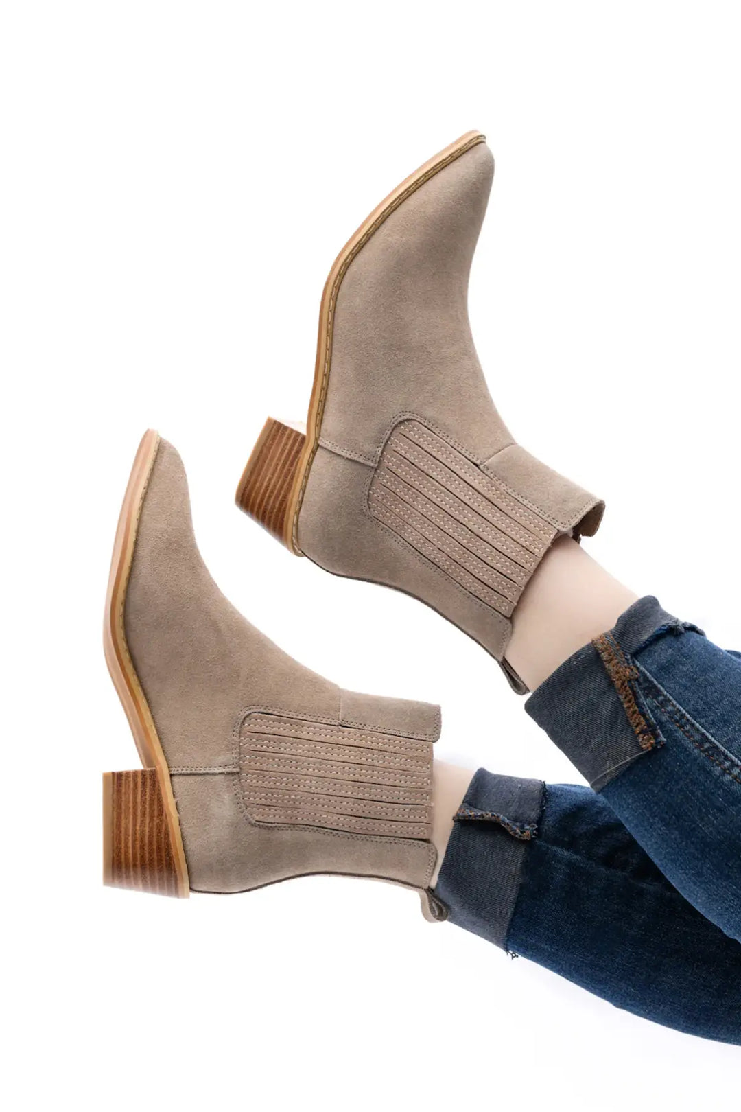 Leonor Suede Ankle Boot in Taupe - 100 Western Boots