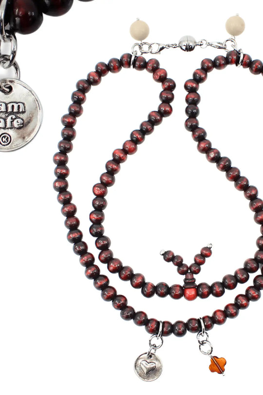 I Am Safe Heart Wood Boho Wrap Bracelet/Necklace