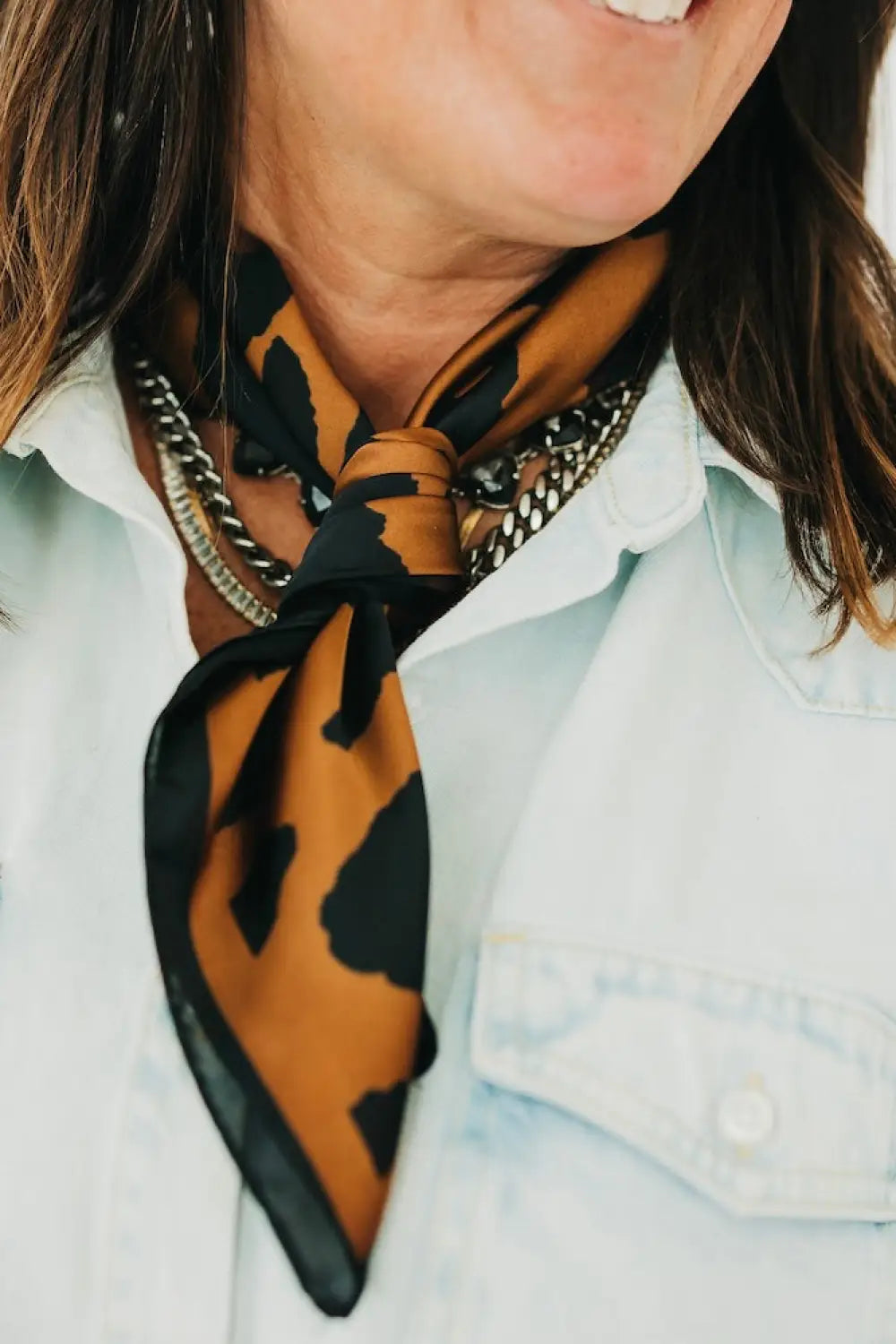 Sylvie Leopard Square Scarf - Hair Scarf