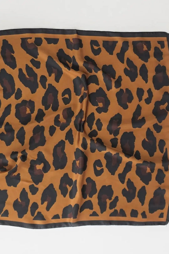 Sylvie Leopard Square Scarf - Brown - Hair Scarf