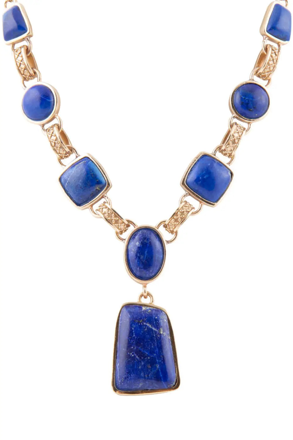 Royal Blue Lapis Golden Pendant Necklace - Necklaces