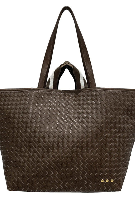 Woven Tiffany Organizer Tote Bag - Chocolate - Tote Bag