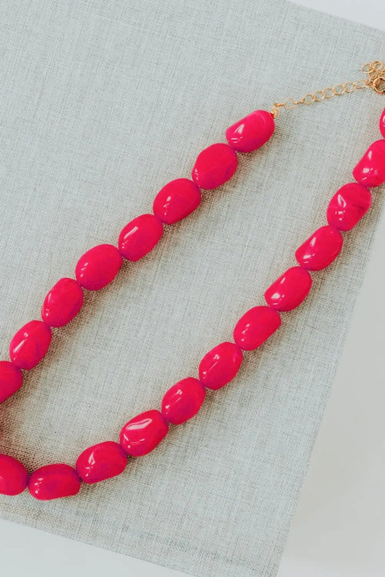 Wilma Beaded Necklace - Hot Pink - Necklace