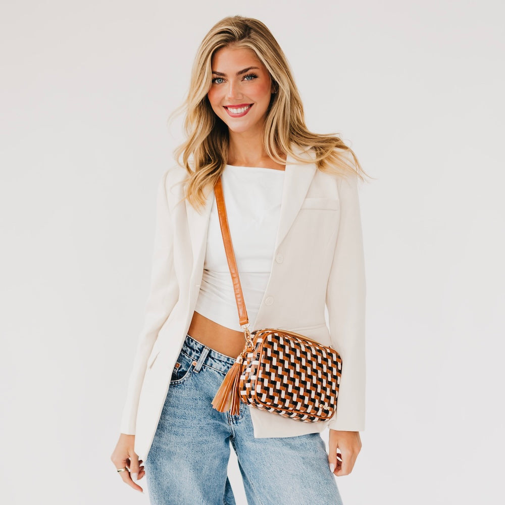 Woven Willow Camera Crossbody Bag - MELISSA JEAN