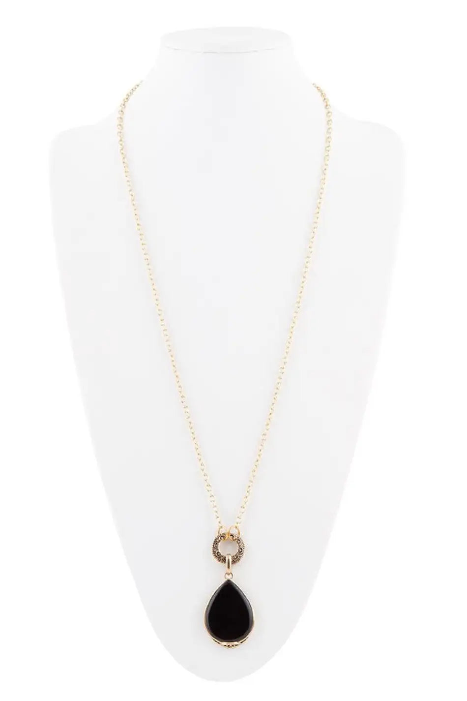Abby Black Onyx Golden Bronze Drop Necklace - Necklaces
