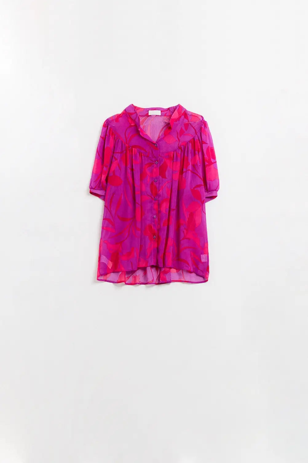 Q2 Abstract Shirt with Short Sleeves in Pink and Red