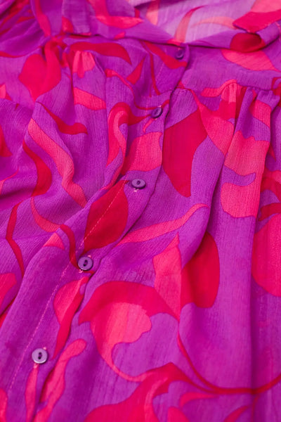 Abstract Shirt with Short Sleeves in Pink and Red - Shirts