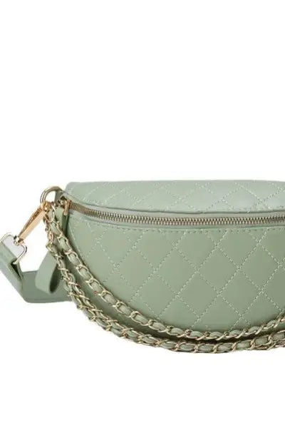 Kyndall Chain Style Sling Crossbody Bag Purse - Sage / 1