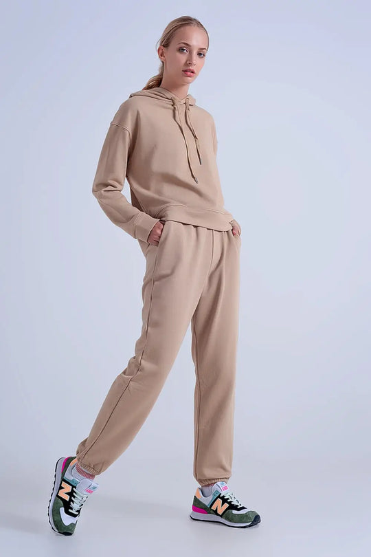 Adjustable waistband joggers in beige - Pants