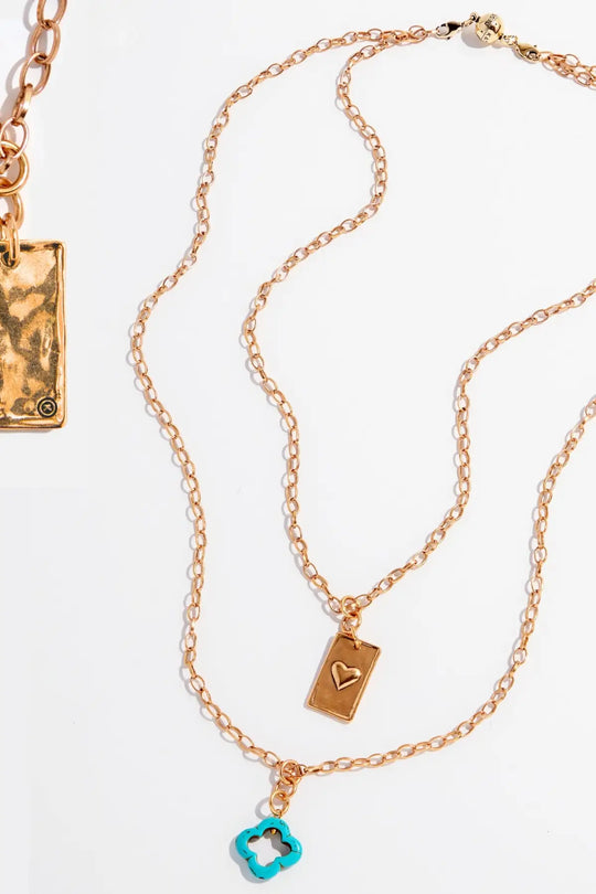 All Is Well Original Lite Necklace - Antique Gold / Howlite Clover - original lite