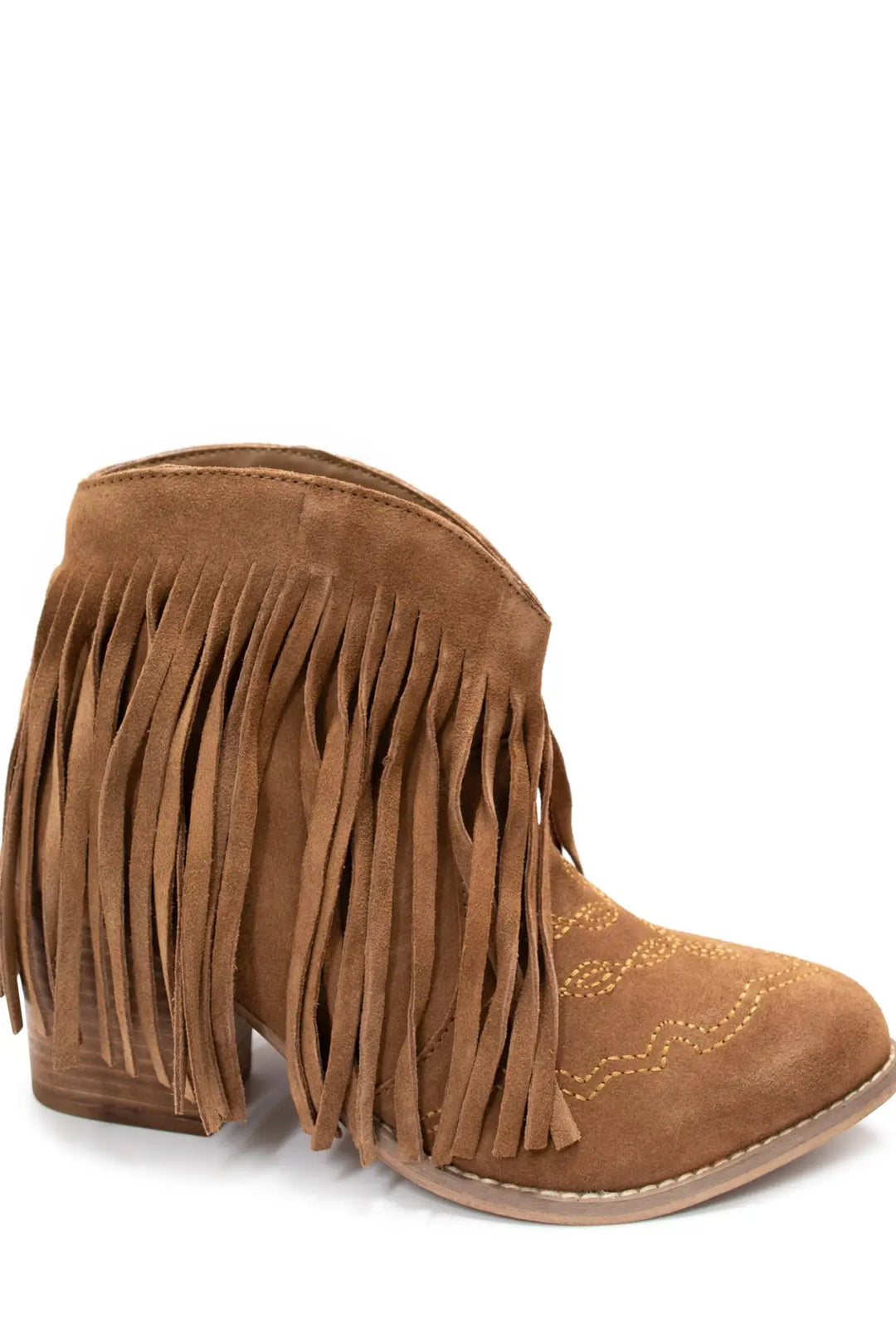 Amos Fringe Ankle Bootie in Tan Suede - 110 Fashion Boots