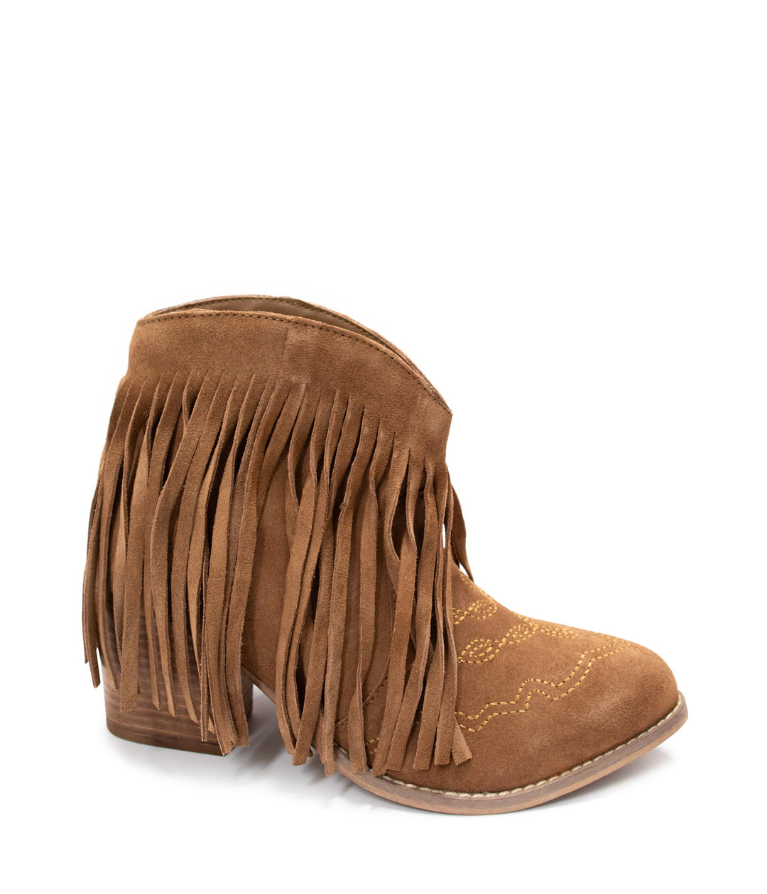 Amos Fringe Ankle Bootie in Tan Suede - MELISSA JEAN