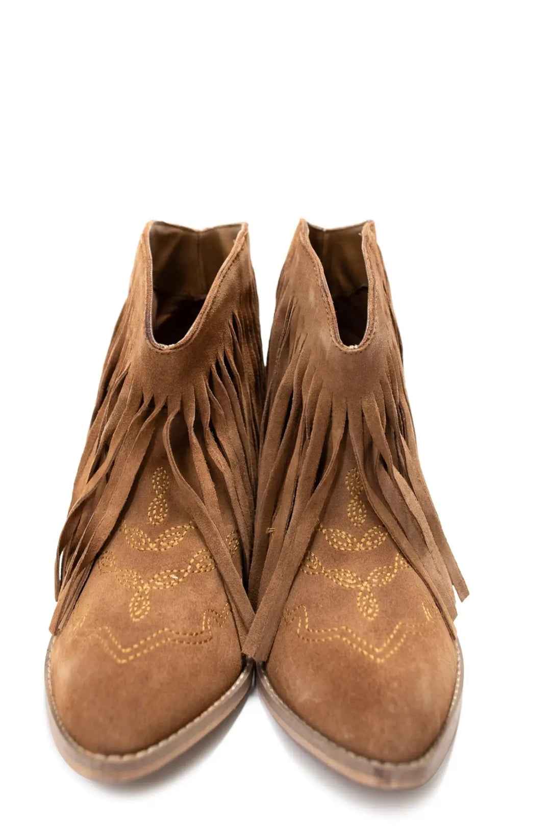 Amos Fringe Ankle Bootie in Tan Suede - 110 Fashion Boots