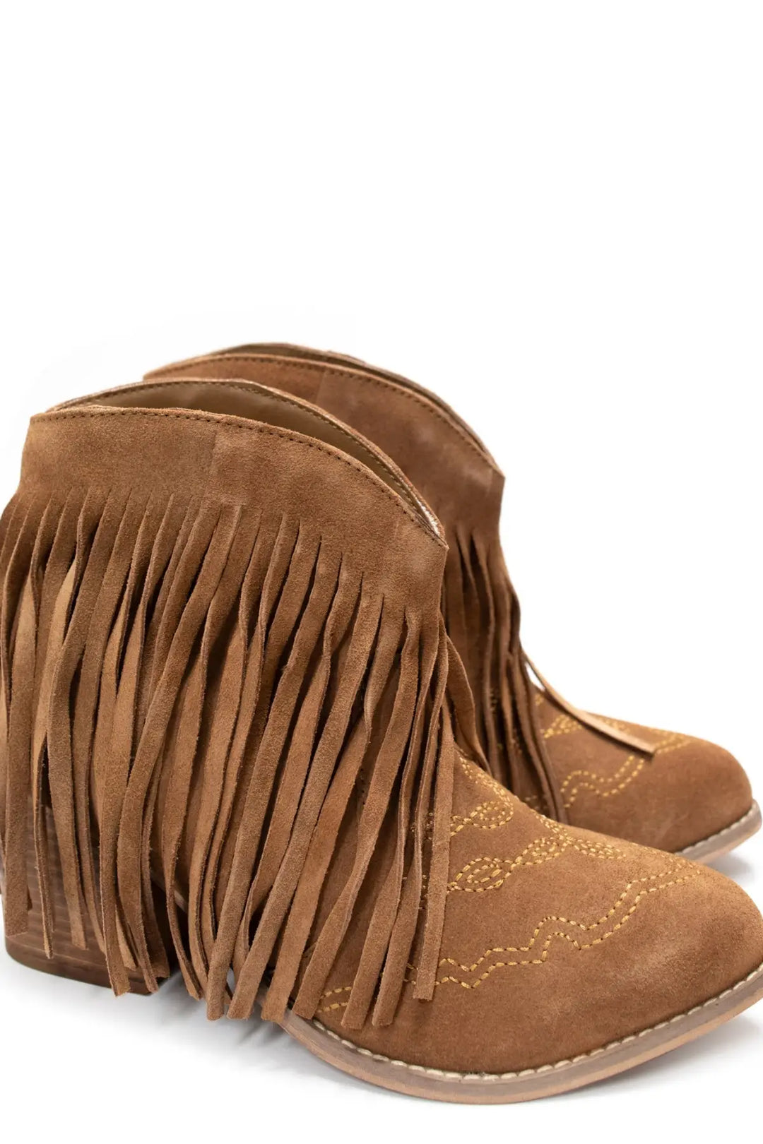 Amos Fringe Ankle Bootie in Tan Suede - 110 Fashion Boots