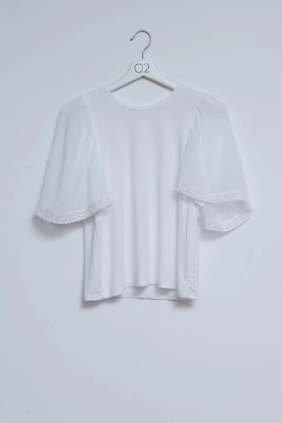 Q2 Angel sleeve tea blouse in white