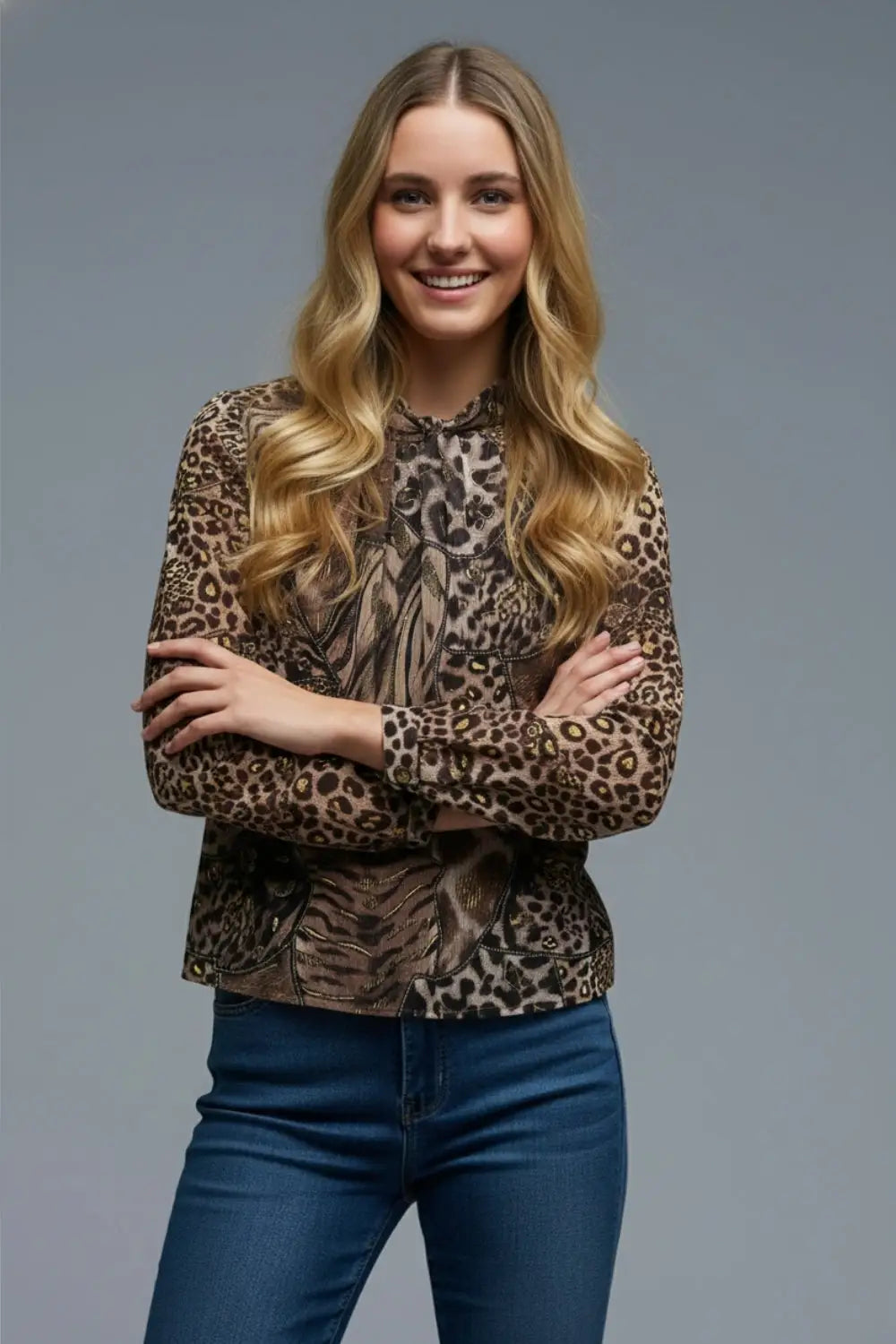 animal print blouse in chiffon fabric - Shirts