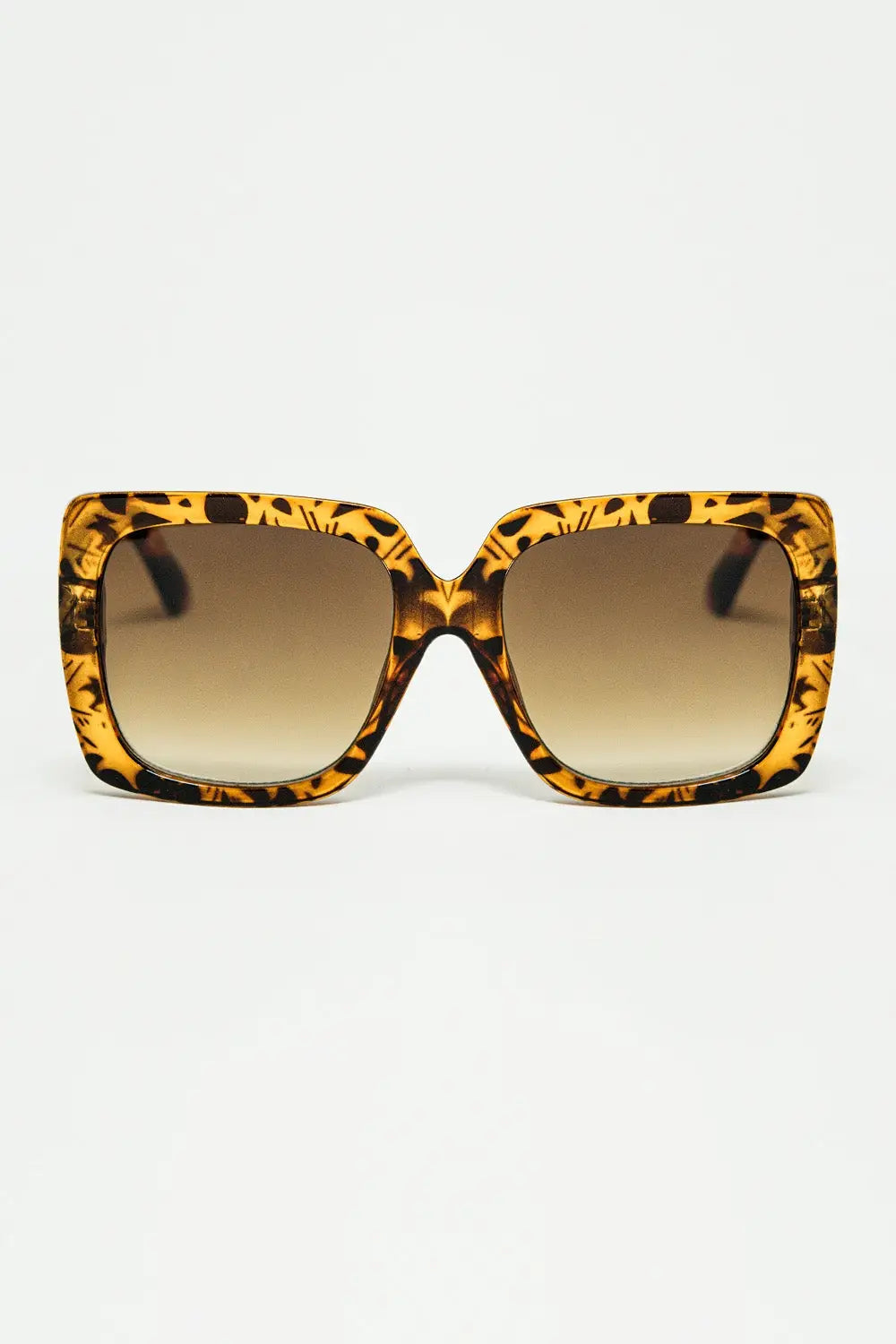 Q2 animal print square frame sunglasses
