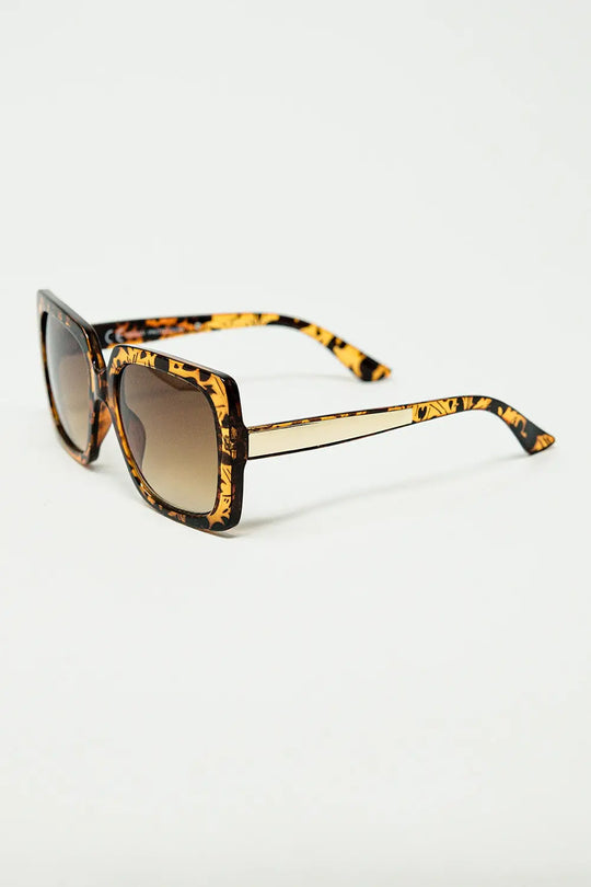 animal print square frame sunglasses - One Size / Brown