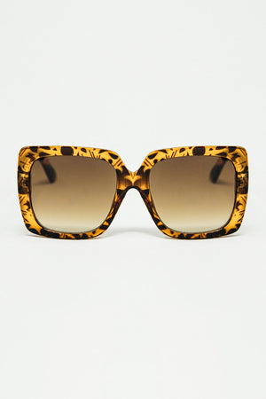 Q2 animal print square frame sunglasses