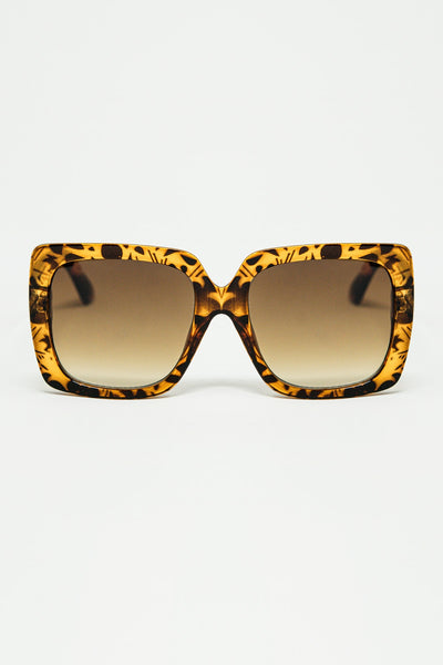 Q2 animal print square frame sunglasses