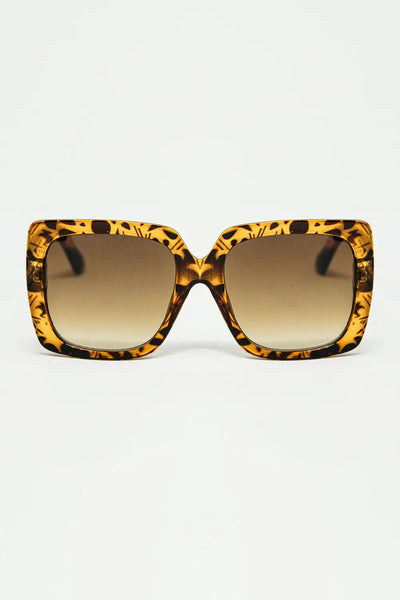 Q2 animal print square frame sunglasses