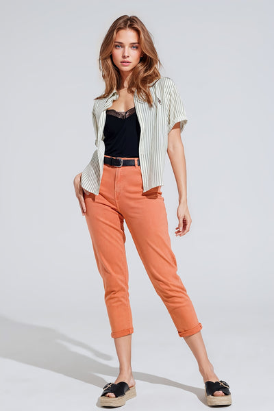 Ankle skinny Basic Jeans in orange